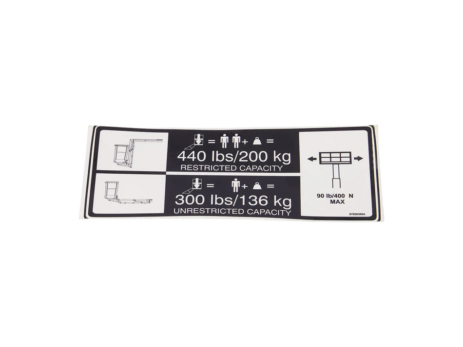 JLG Sticker 07050300 replacement part image