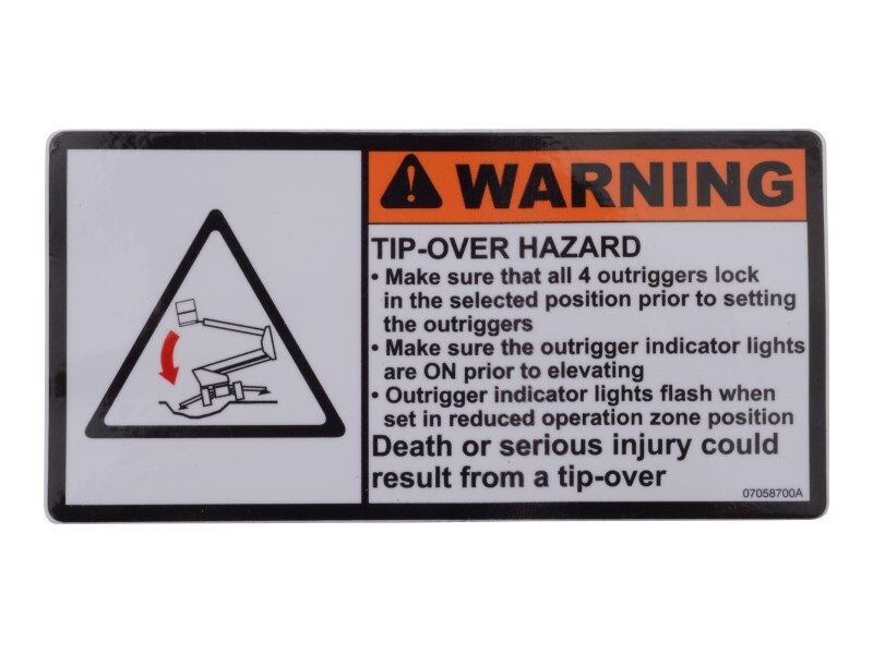 JLG Sticker 07058700 replacement part image
