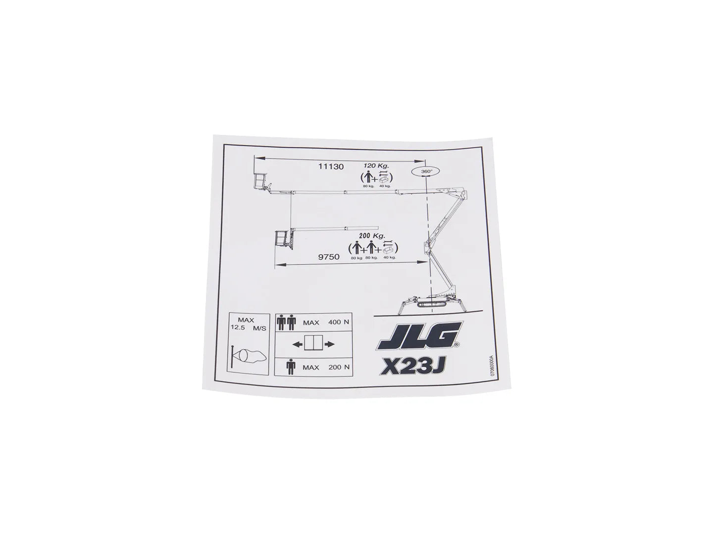 JLG Sticker 07060000 replacement part image