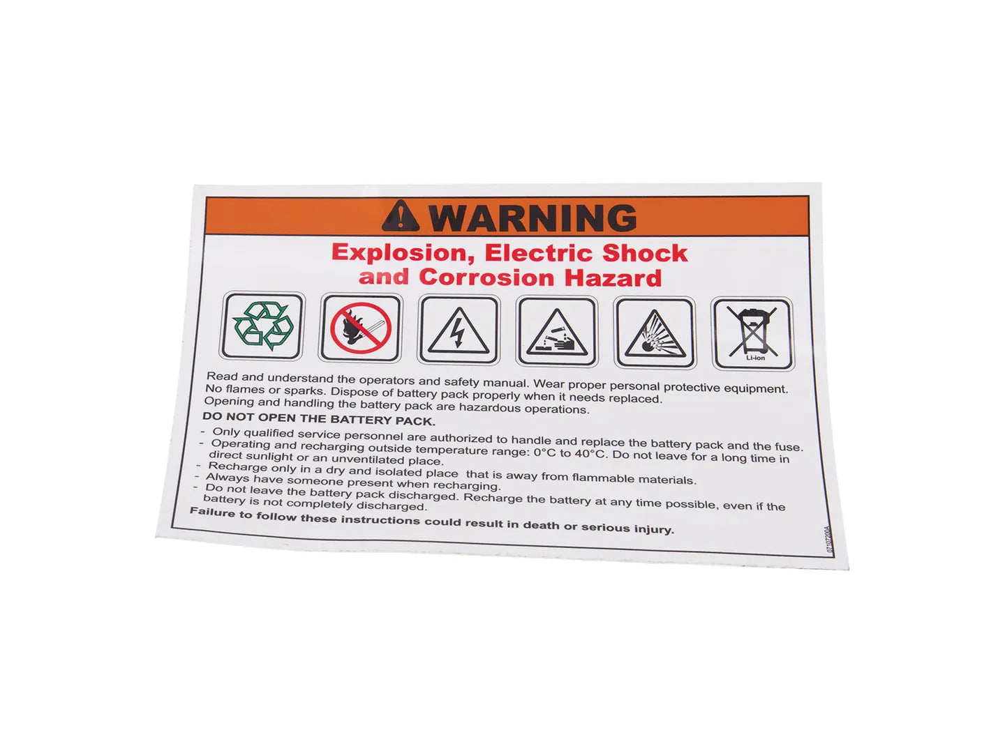 JLG Sticker 07107200 replacement part image