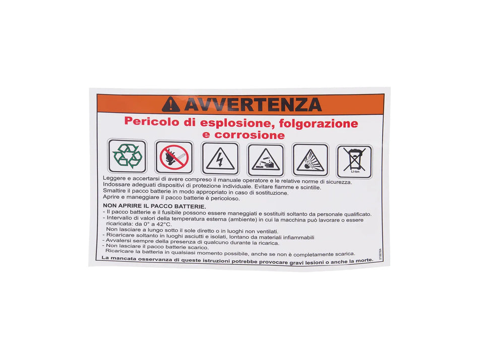 JLG Sticker Lithium 07188700 replacement part image