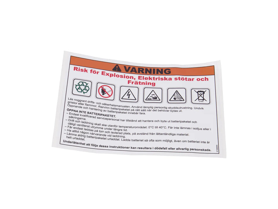 JLG Sticker Lithium 07189000 replacement part image