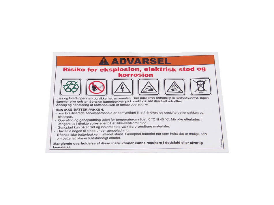 JLG Sticker Lithium 07189100 replacement part image