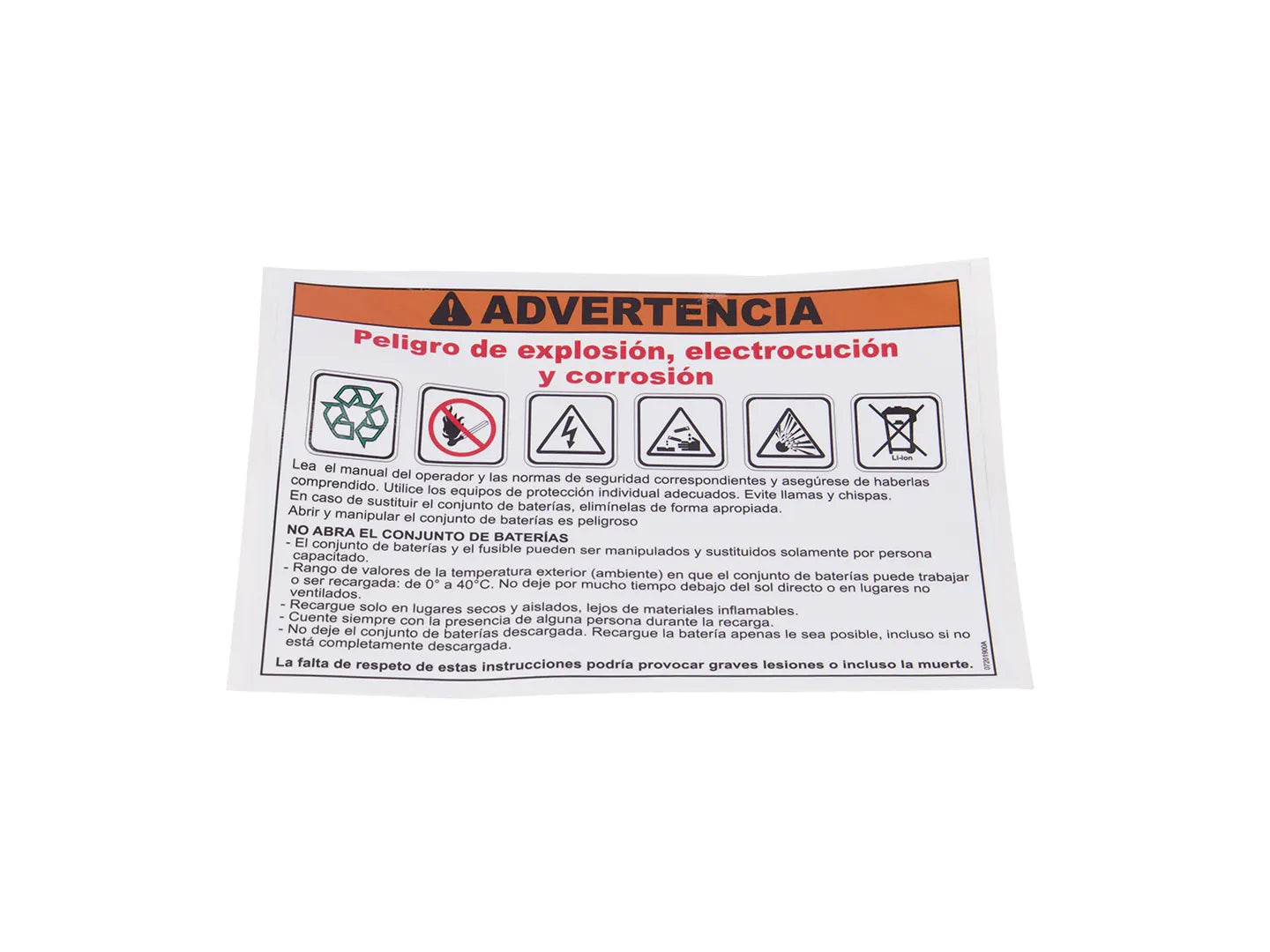 JLG Sticker Lithium 07201900 replacement part image