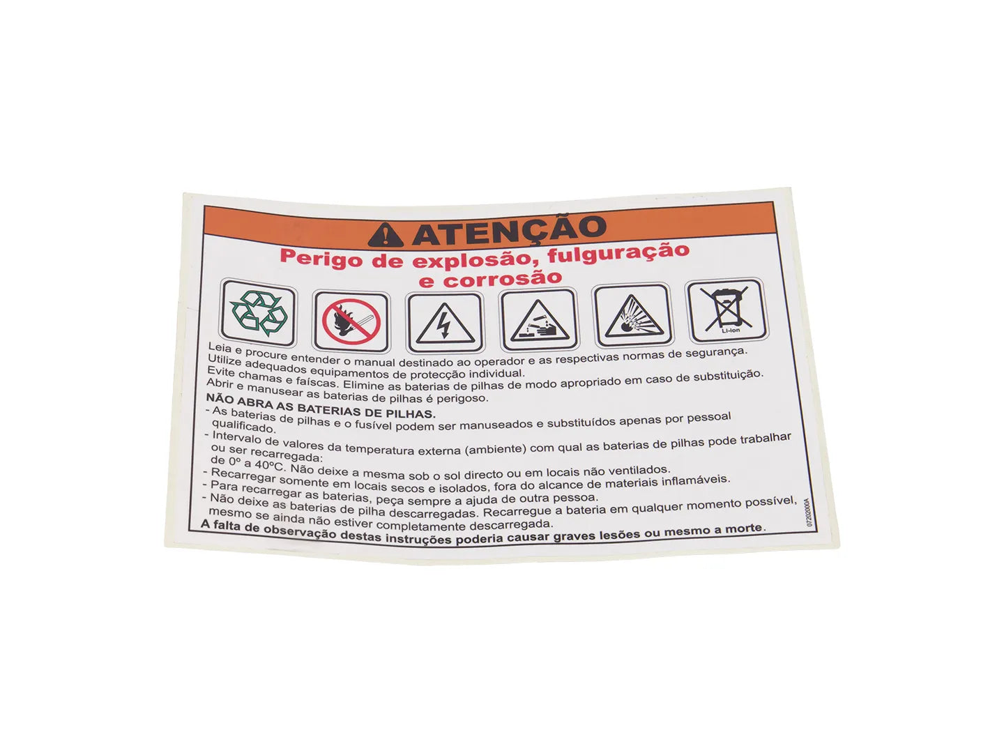 JLG Sticker Lithium 07202000 replacement part image