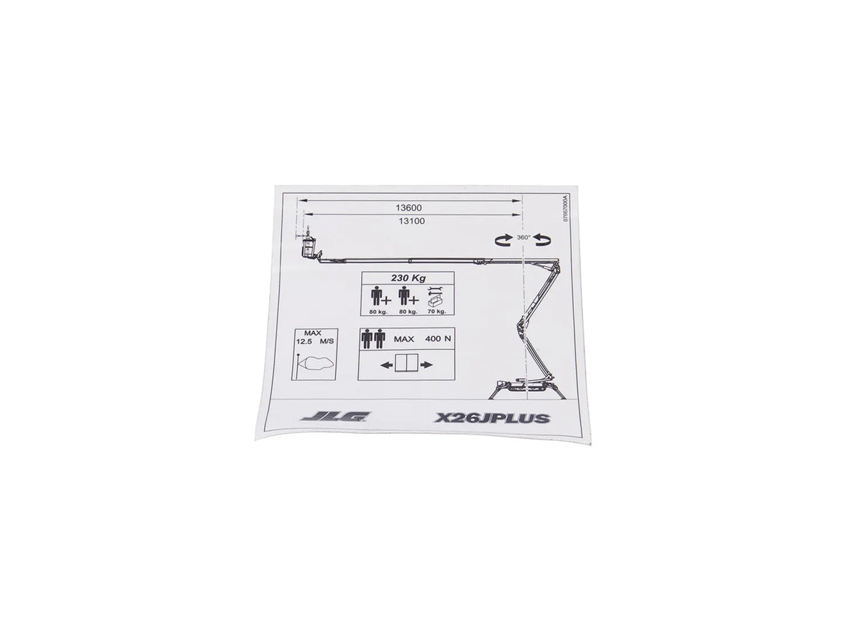 JLG Decal 07667000 replacement part image