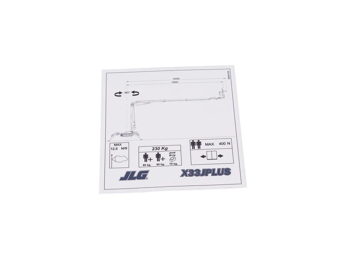 JLG Decalcapacity 08043100 replacement part image