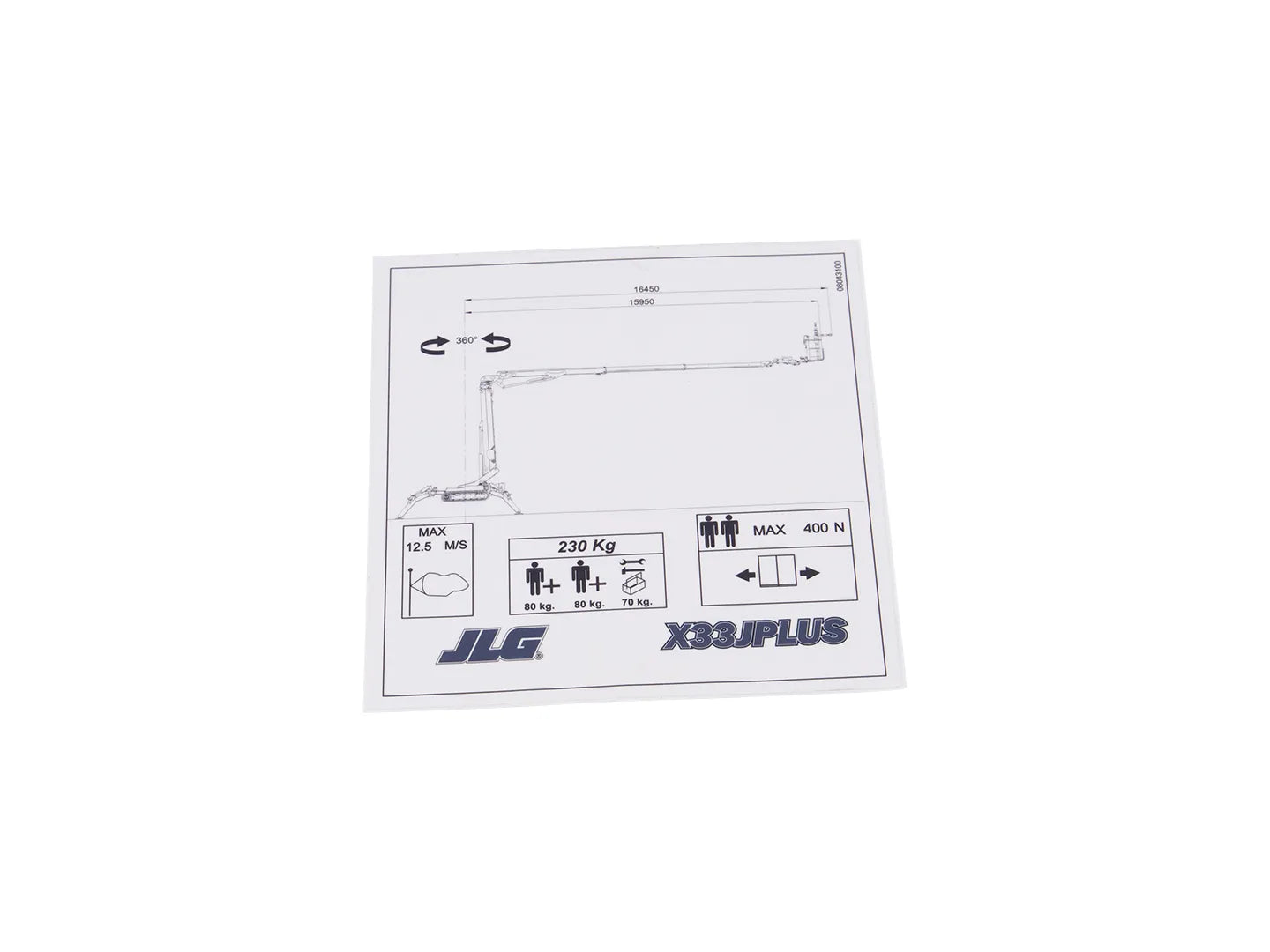 JLG Decalcapacity 08043100 replacement part image