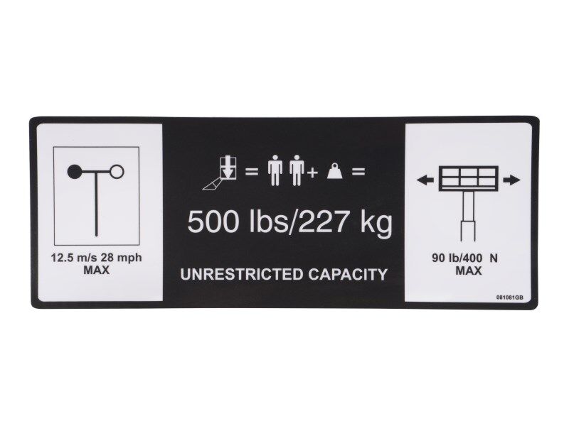 JLG Decalansi Max Capacity 081081Gb replacement part image
