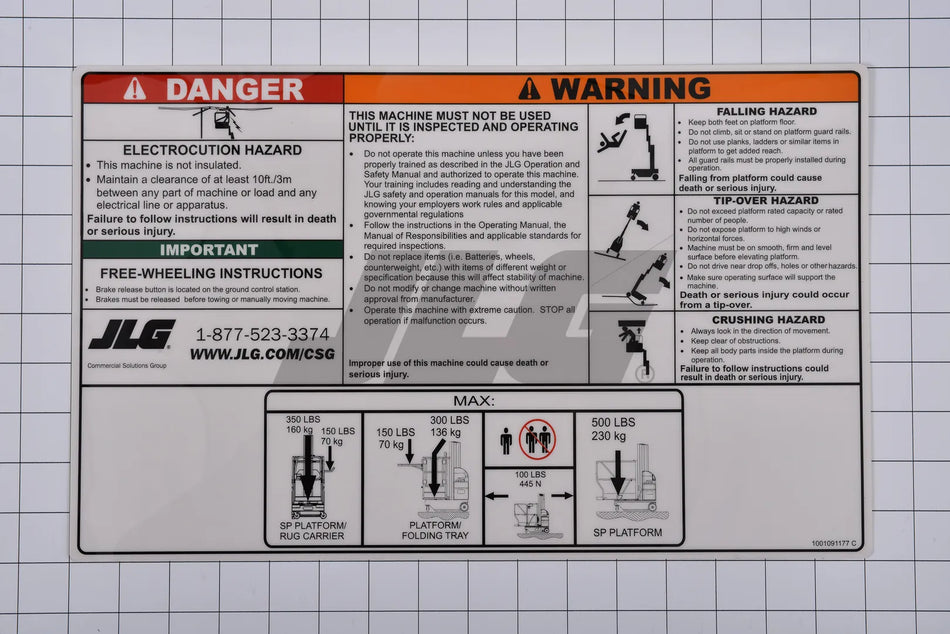 JLG Part # 1001091177 -  Decal