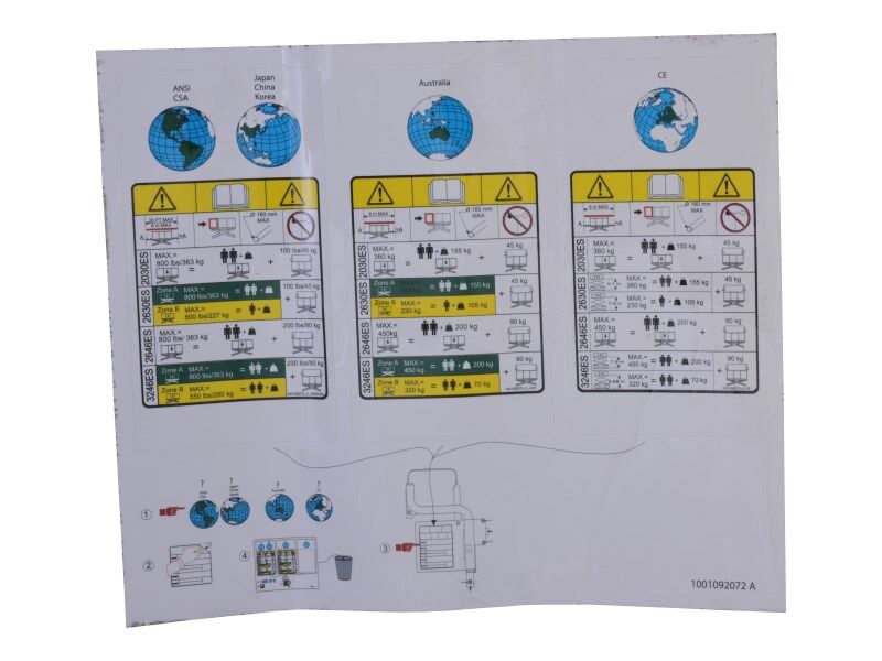JLG Part # 1001092072 -  Decal, Pipe Rack Capacity Kit | Fits JLG 2646ES / 3246ES