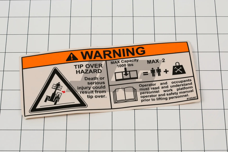 JLG Part # 1001092482 – Decal, Platform Capacity