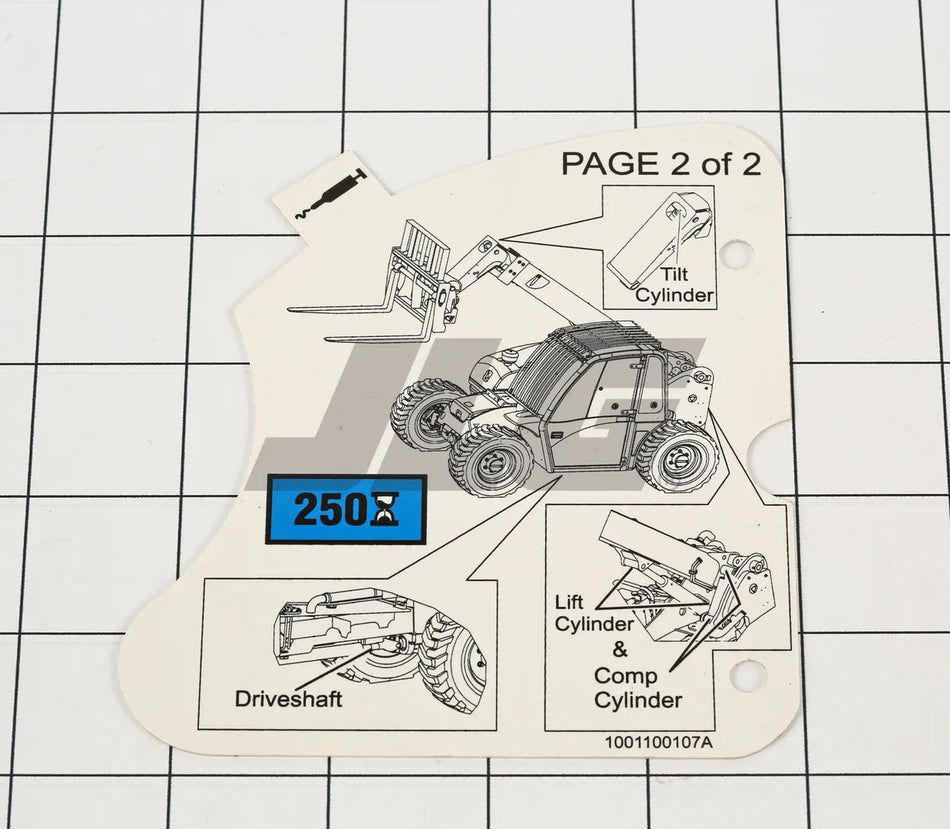 JLG Part # 1001100107 – Decal,Lube Chart