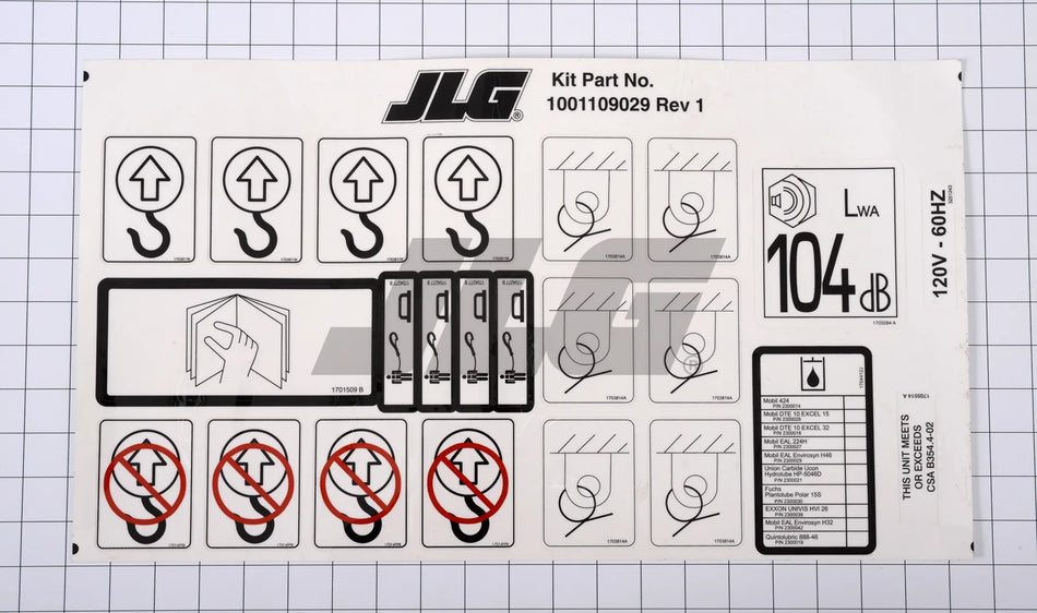 JLG Part # 1001109029 -  Decal Kit Master