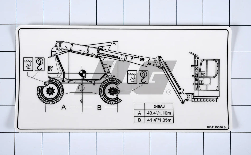 JLG Part # 1001119576 – Decal, Lift Diagram 340aj