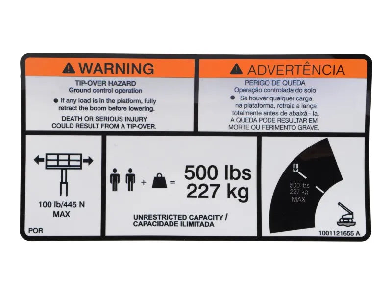 JLG Part # 1001121655 -  Decal, Warning Dual Cap
