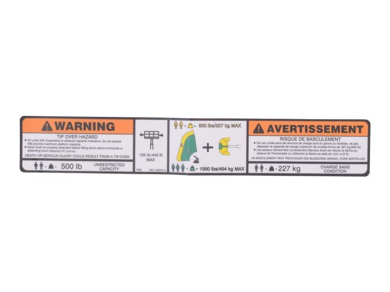 JLG Part # 1001122374 -  Decal, Warning Dual Cap