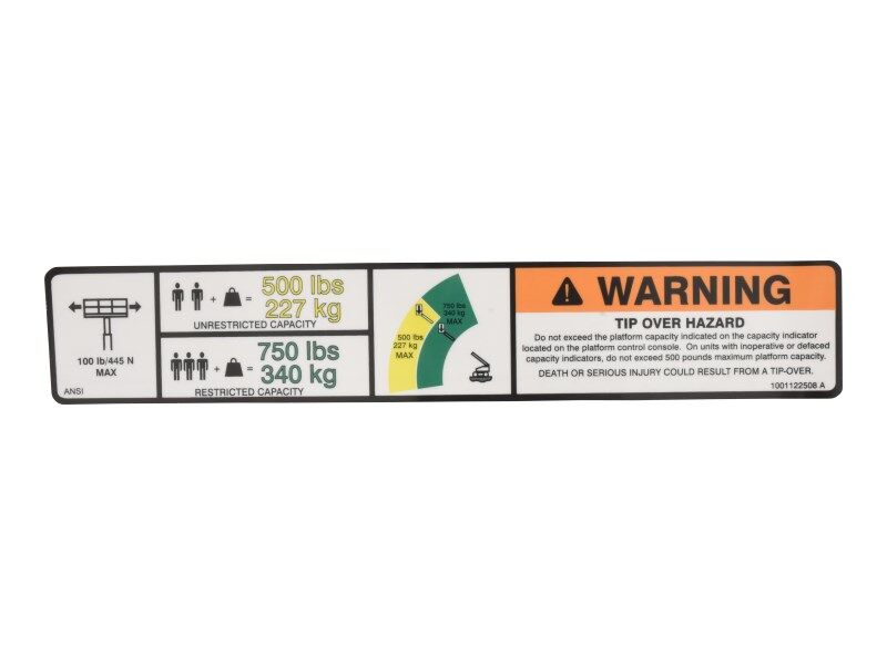 JLG Part # 1001122508 – Warning Dual Cap