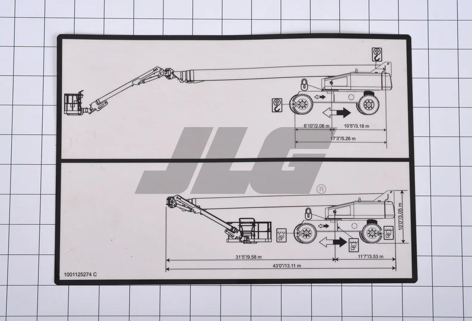 JLG Part # 1001125274 -  Decal Lift Diagram 1500sj