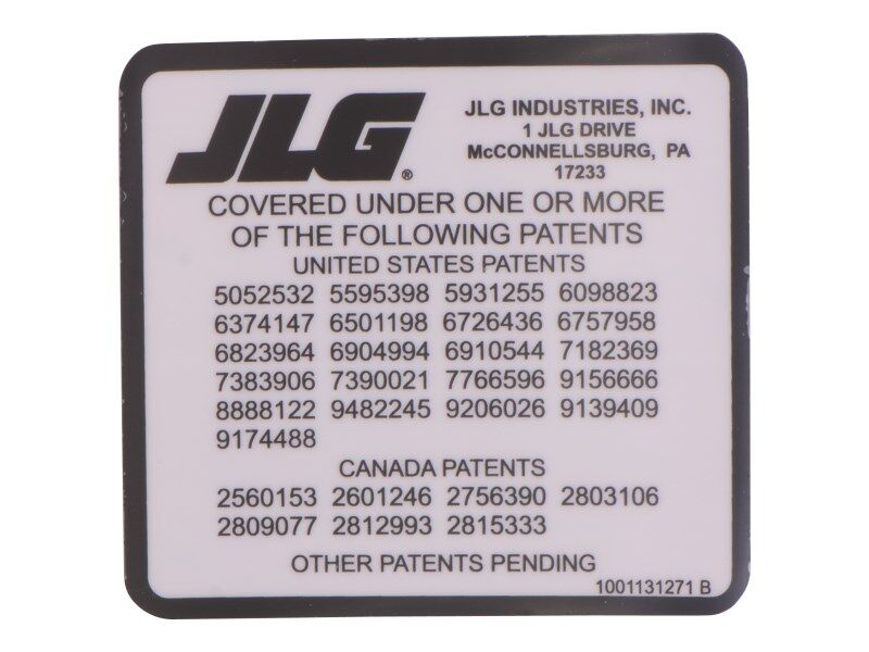 JLG Part # 1001131271 – Decal