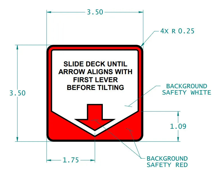 JLG Part # 1001154689 – Decal, Arrow Rollback Tilt