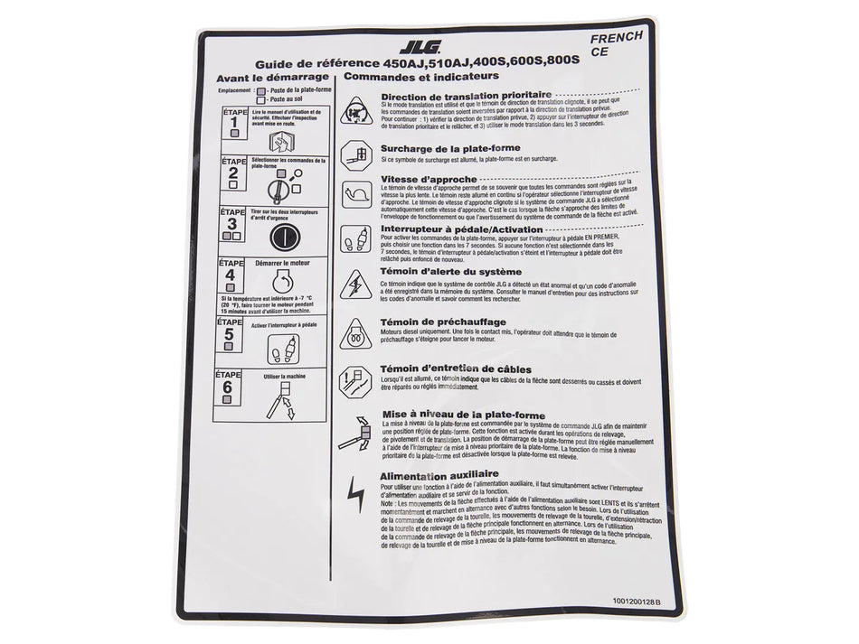 JLG Part # 1001200128 -  Decal | Fits JLG 450AJ HC3