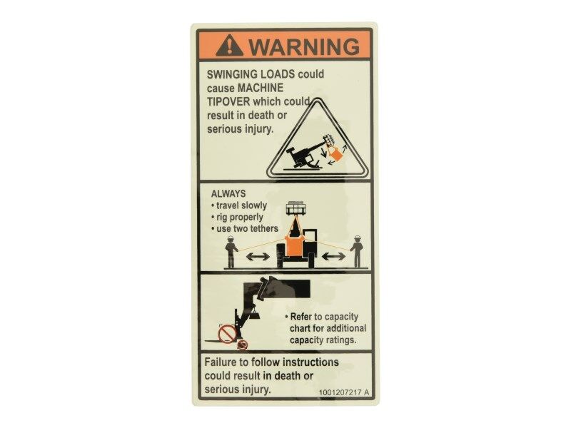 JLG Part # 1001207217 – Decal,Danger Swinging Loads