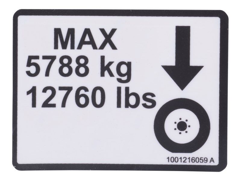 JLG Part # 1001216059 – Decal,Max Tire Load