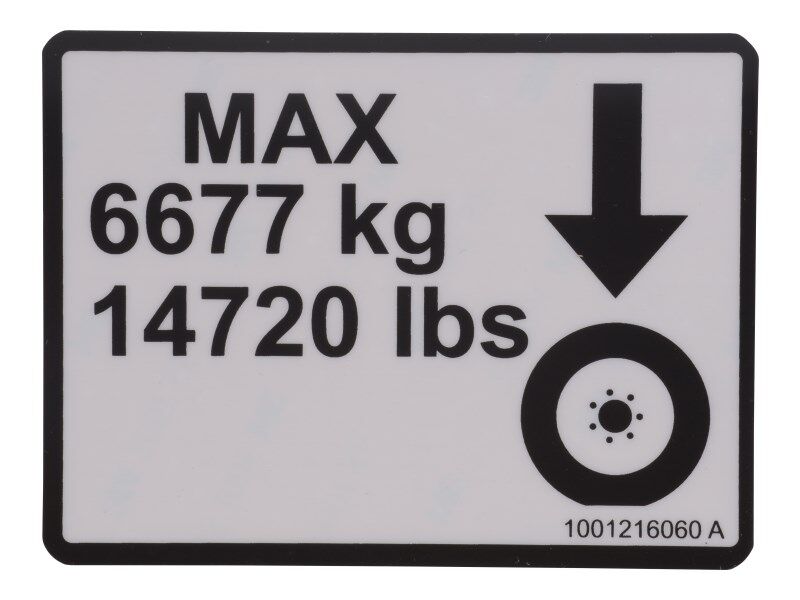 JLG Part # 1001216060 – Decal Max Tire Load