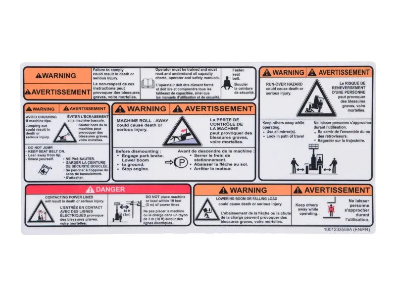 JLG Part # 1001233558 -  Decal, En/Fr Cab Window