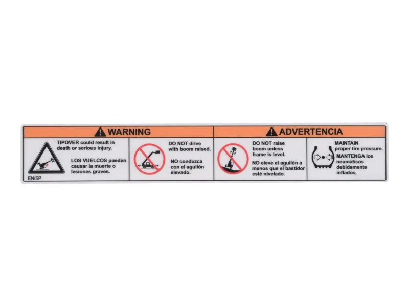 JLG Part # 1001235801 -  Warning Tip Over Decal