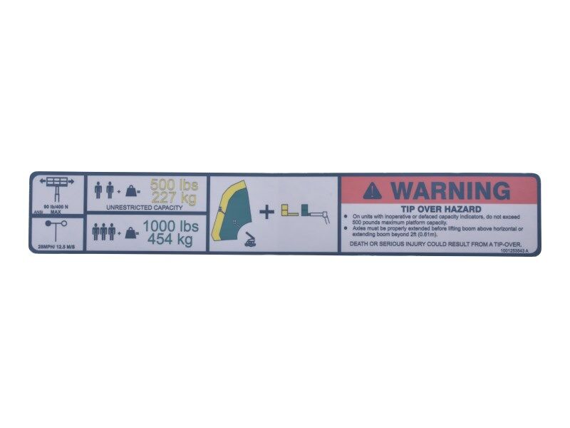 JLG Part # 1001253543 -  Decal, Warning Dual Cap (ANSI)