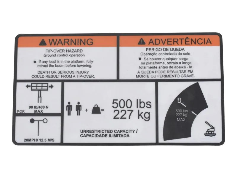 JLG Part # 1001253937 -  Decal, Warn Single CAP