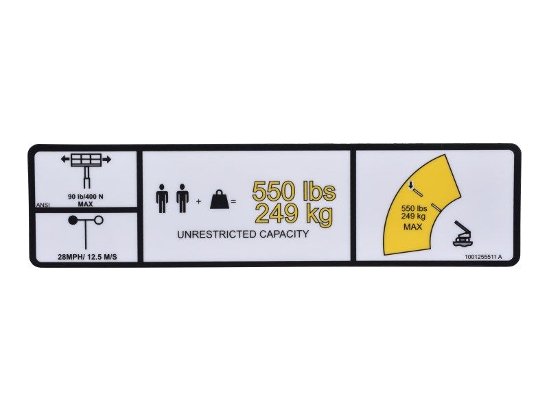 JLG Part # 1001255511 – Decal, Warning Single Cap (ANSI)