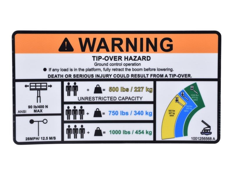 JLG Part # 1001256568 -  Decal, Warning Tri Cap