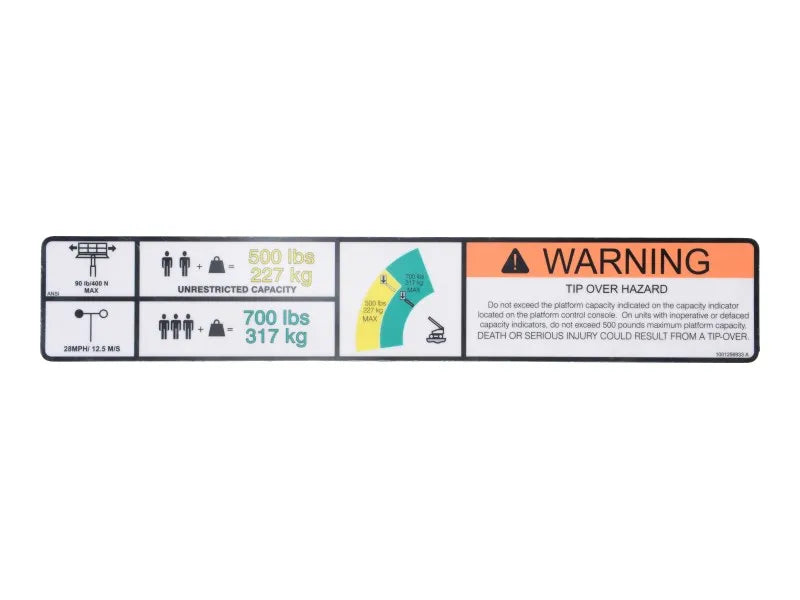JLG Part # 1001256933 -  Decal, Warning Dual Cap (ANSI) | Fits JLG EC660SJ