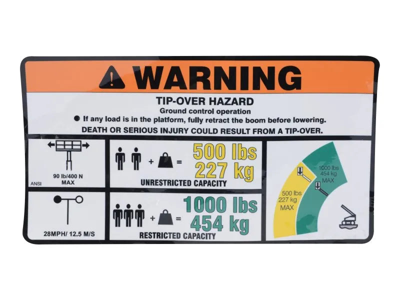 JLG Part # 1001257230 -  Decal, Warning Dual Cap | Fits JLG 800S