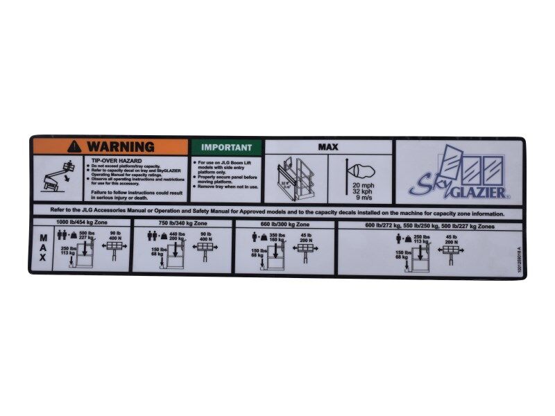 JLG Part # 1001259018 -  Decal | Fits JLG 450AJ HC3 / 600AJ HC3 / 600S HC3 / 660SJ HC3