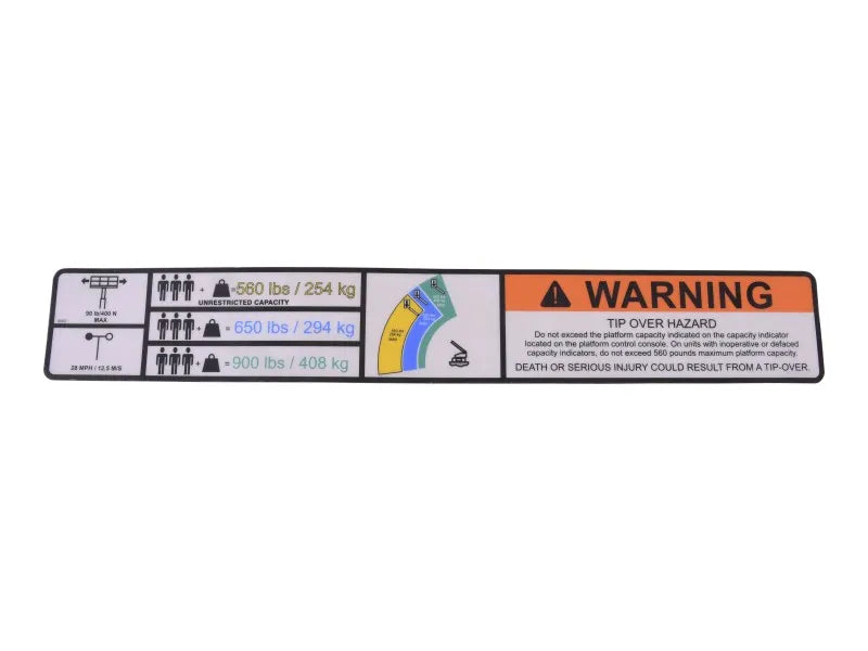 JLG Part # 1001261347 – Warning Hi-Cap. (Ansi) Decal | Fits JLG 600S HC3 / 660SJ HC3