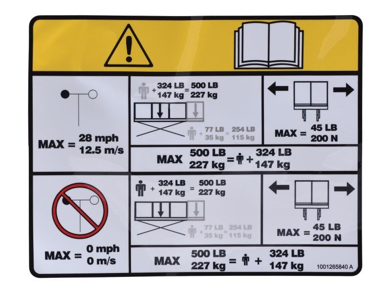 JLG Part # 1001265840 -  Decal