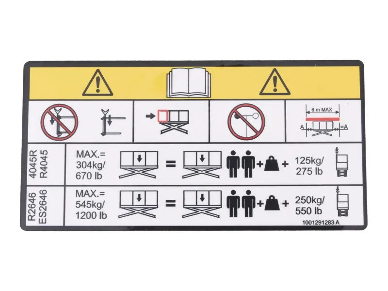 JLG Part # 1001291283 – Decal, Pipe Rack Capacity