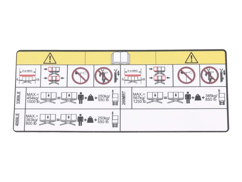 JLG Part # 1001293386 – Decal, Pipe Rack Capacity