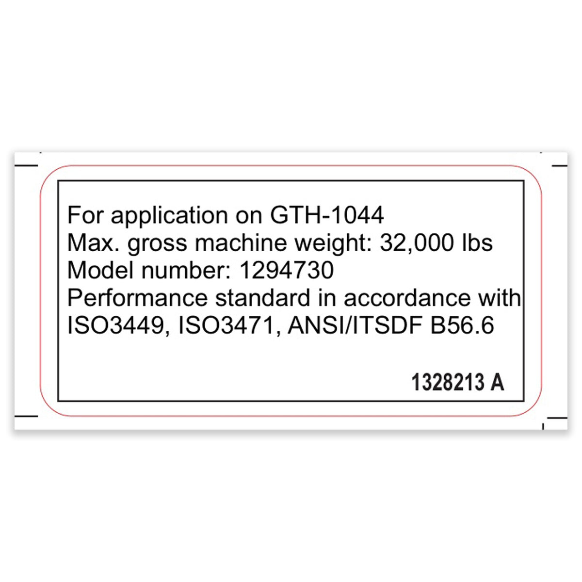 Genie 1328213GT DECAL, LABEL, FOPS/ROPS, 1044T