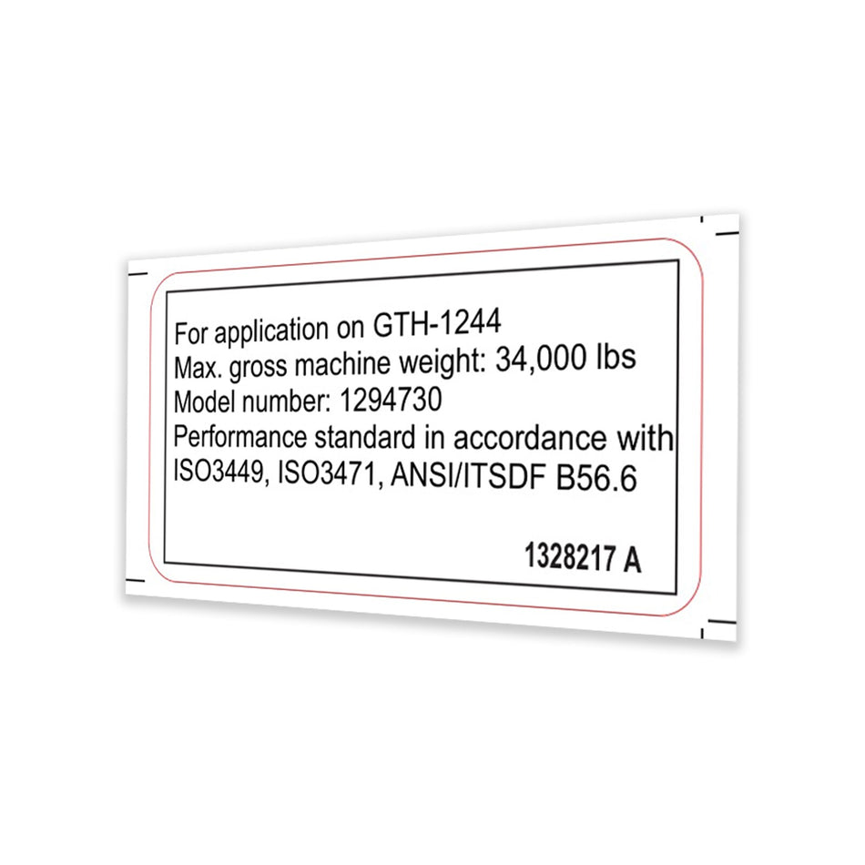 Genie 1328217GT DECAL, LABEL, FOPS/ROPS, 1244T
