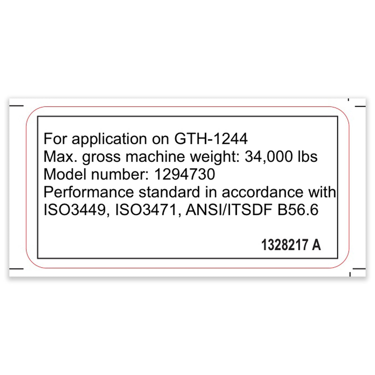 Genie 1328217GT DECAL, LABEL, FOPS/ROPS, 1244T