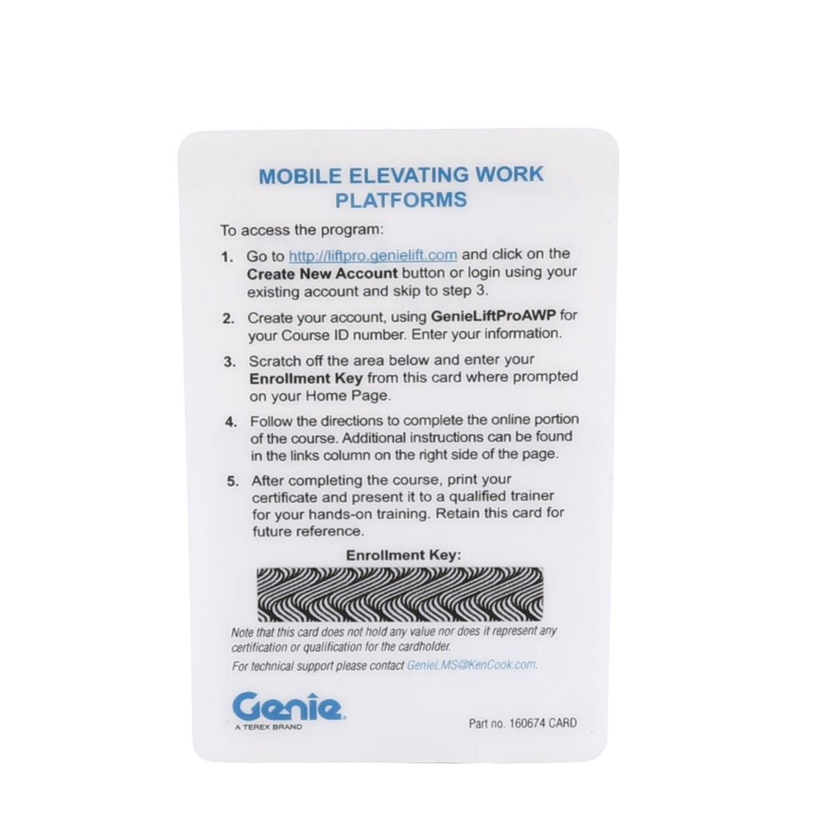 Genie 160674CARDGT GIFTCARD, LIFT PRO AWP ONLINE