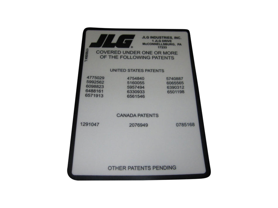 JLG Part # 1700584 – Decal