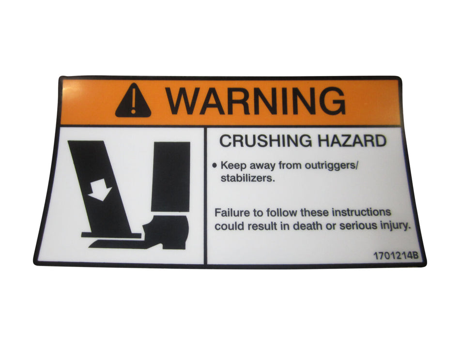 JLG Part # 1701214 – Decal, O/r Warning (Dom/Csa)