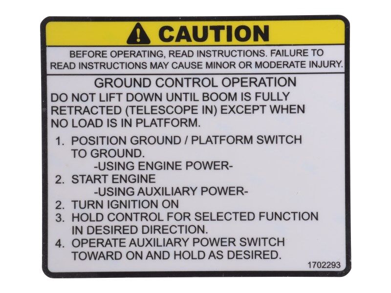JLG Part # 1702293 – Decal
