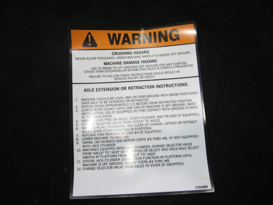 JLG Part # 1702888 -  Decal, Warning